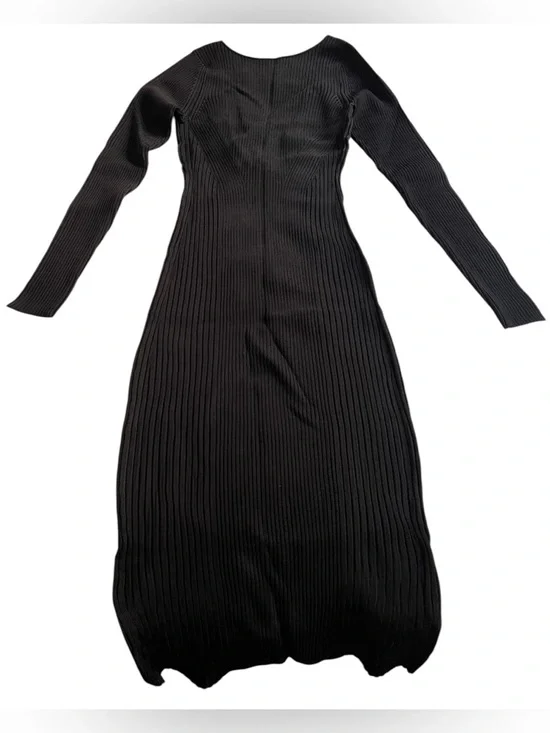 Banana Republic Ines Scoop-back Black Ribbed Backless Midi Dress - Picture 6 of 9